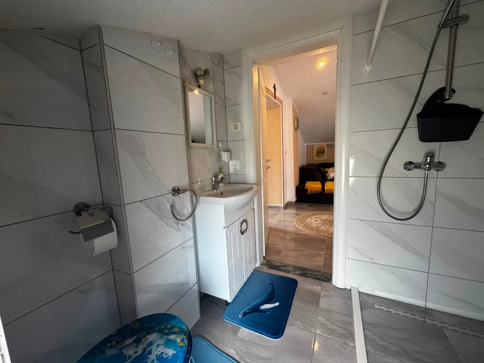 Shower and washbasin in detail